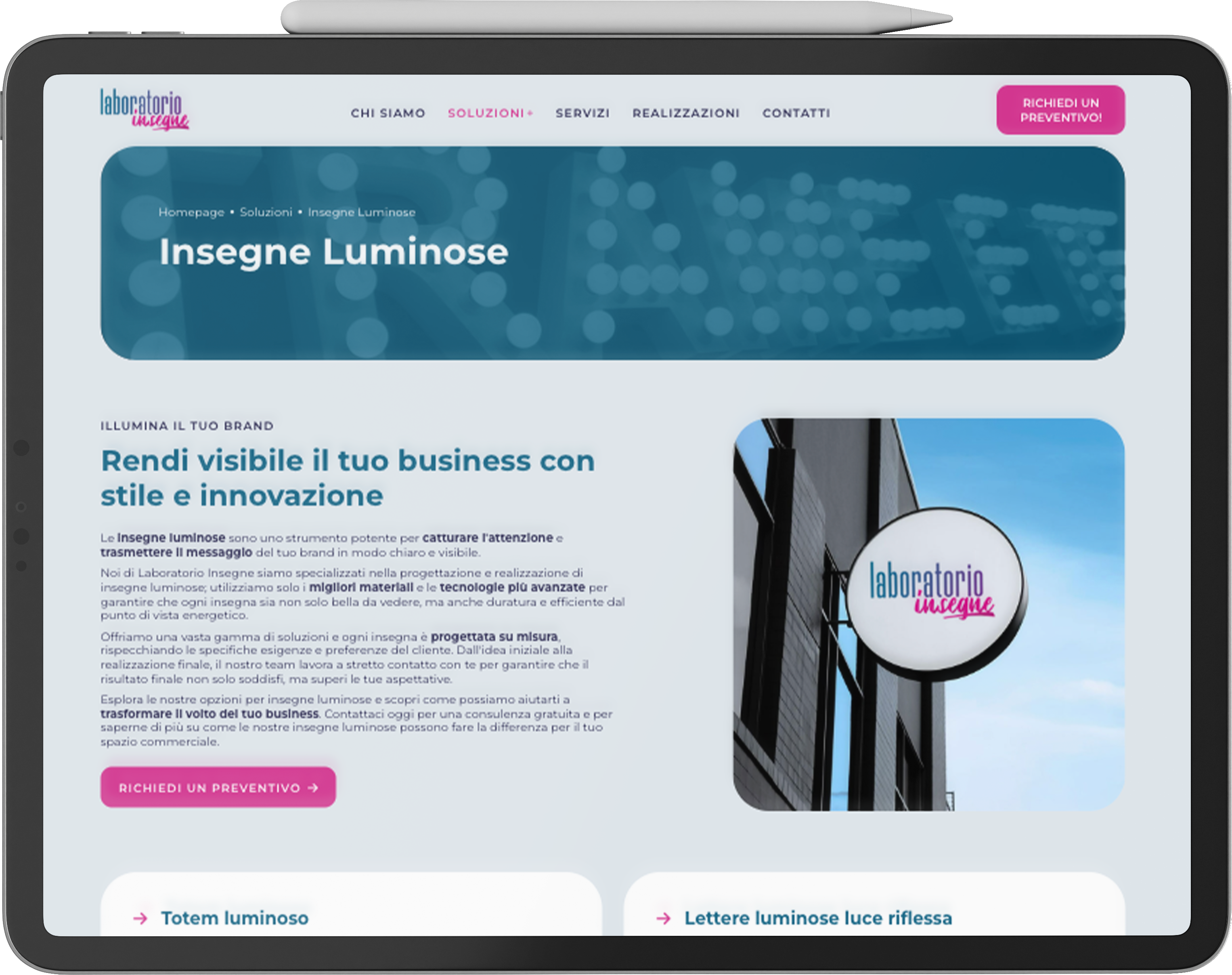 Caso Studio: Laboratorio Insegne - Due Ele Communication